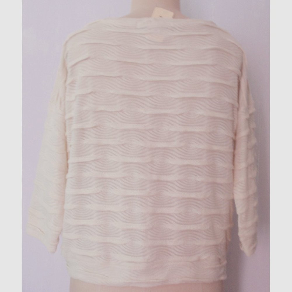 FOREVER 21 CREAM 3D PINTUCKED NOVELTY KNIT SWEATER L - Picture 5 of 9